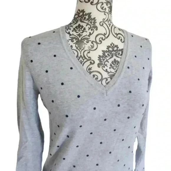 Tommy Hilfiger Sweater Grey Black Polkadot  Cotton Preppy Office 90s Women Small - Picture 5 of 9